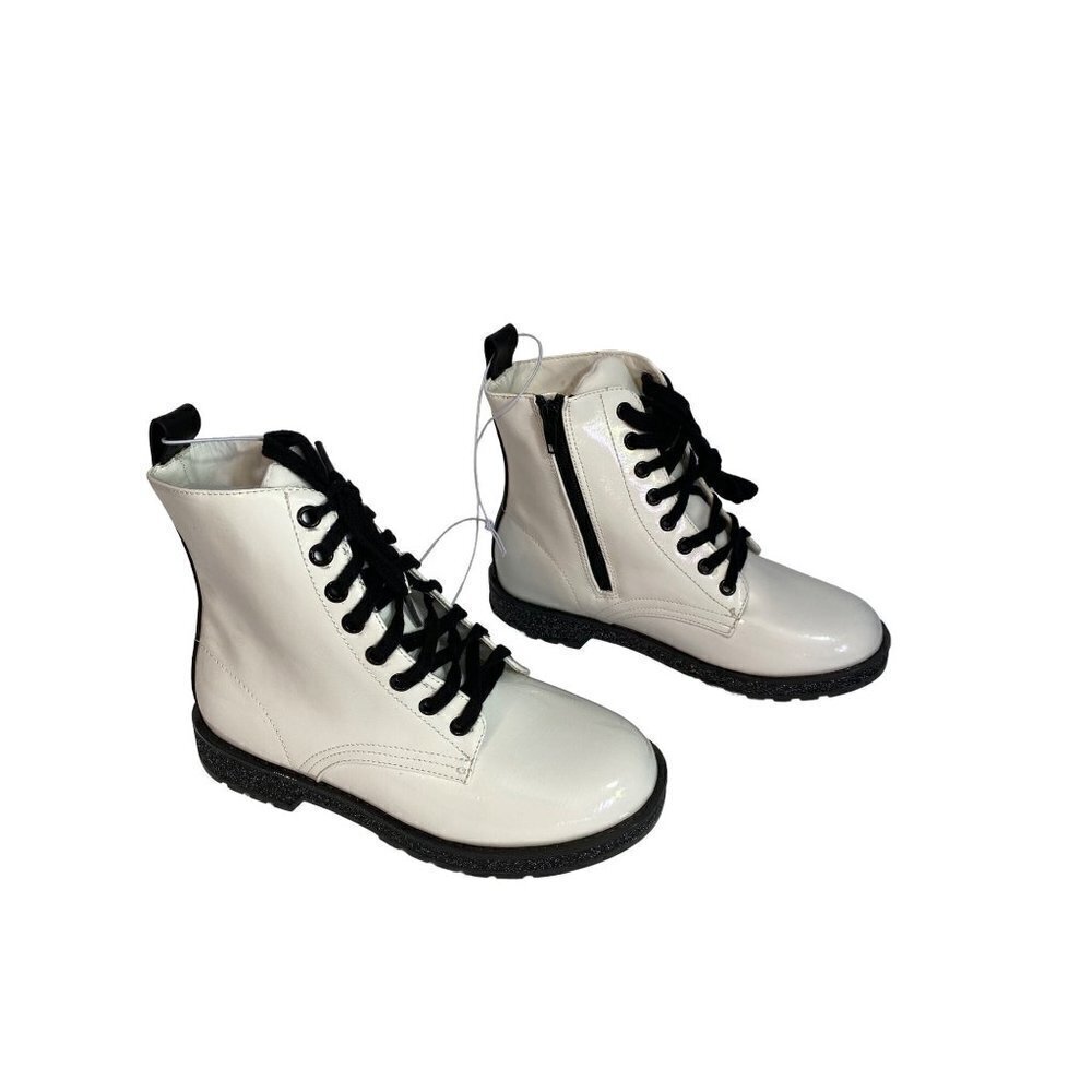 Mia Giuletta Girls White Patent Glitter Sole Boots Size‎ 3